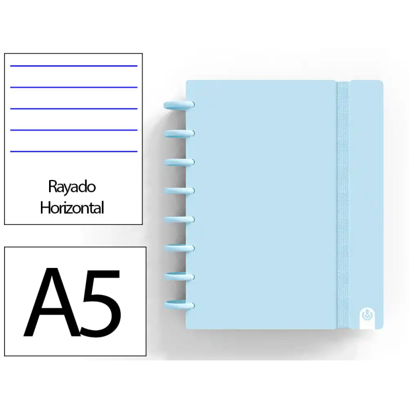 Cuaderno ingeniox foam a5 80h rayado horizontal azul pastel