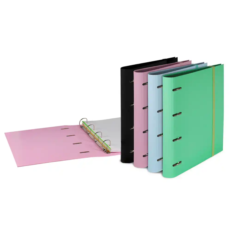 Carpeta con recambio pardo din a4 carton forrado 4 anillas 35 mm pastel minimal expositor de 8 unidades