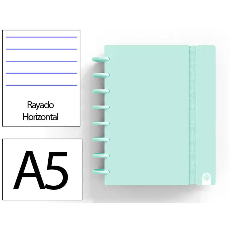 Cuaderno ingeniox foam a5 80h rayado horizontal menta pastel