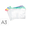 Bolsa multiusos djois zipper con cremallera din a3 pack de 8 unidades colores surtidos
