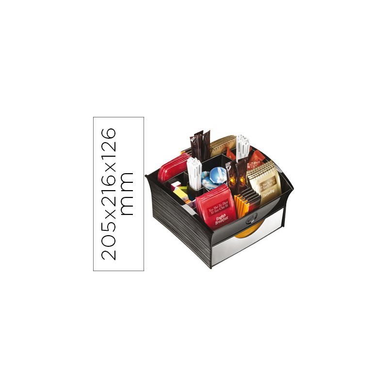 Bandeja organizadora cep con 9 compartimentos poliestireno color negro especial para snack 205x216x126 mm