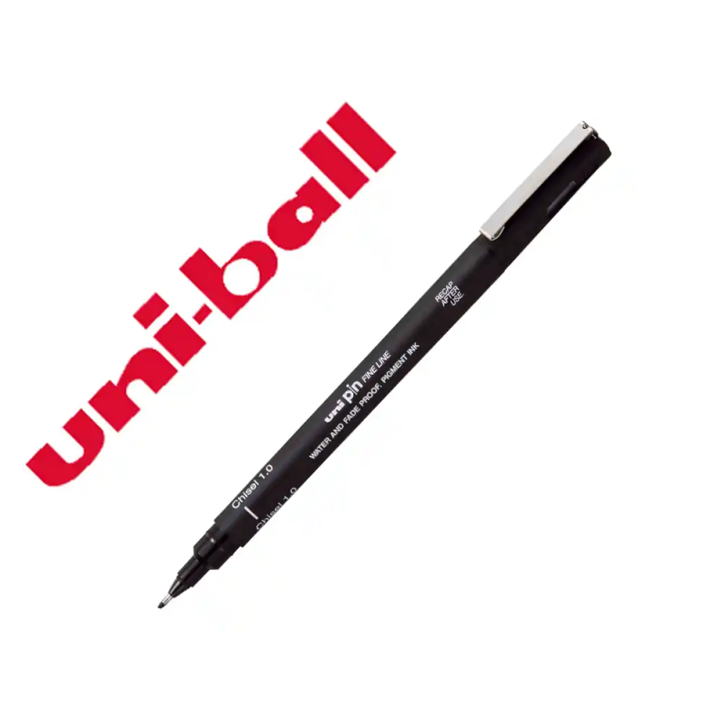 Rotulador uniball pin calibrado punta biselada 1 mm color negro