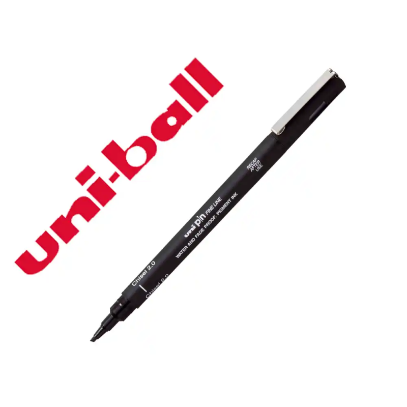 Rotulador uniball pin calibrado punta biselada 2 mm color negro
