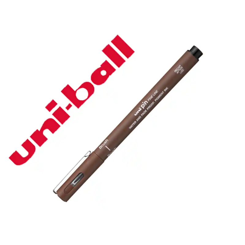 Rotulador uniball pin br-200 punta de pincel fino sepia