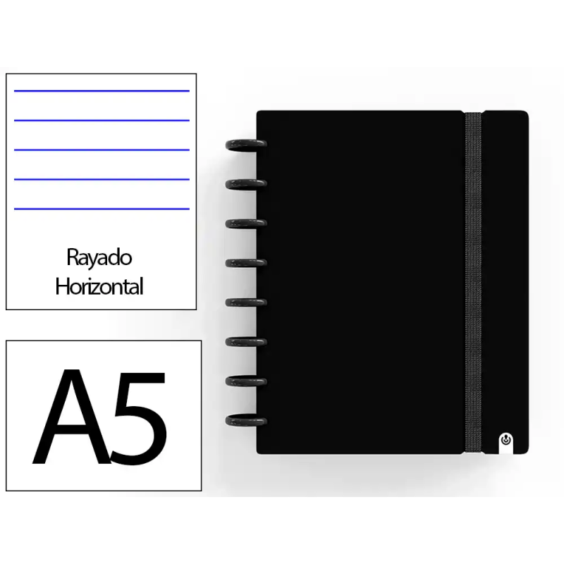 Cuaderno ingeniox foam a5 80h rayado horizontal negro