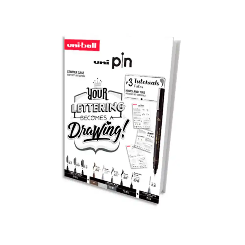 Set iniciacion uniball pin lettering starter nº2 blister de 8 rotuladores + 1 portaminas