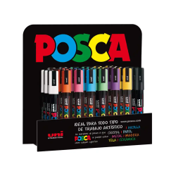 Rotulador uni posca pc-5m/3d marcador de pintura punta conica 1,8-2,5 mm expositor de 36 unidades colores