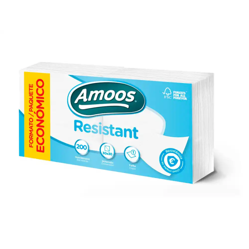 Servilleta amoos resistant 1 capa color blanco 30x30 cm paquete de 200 unidades