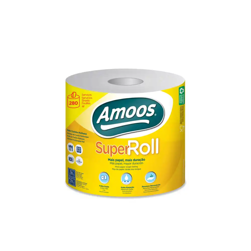 Papel multiuso amoos super roll 2 capas super absorvente color blanco rollo de 70 m