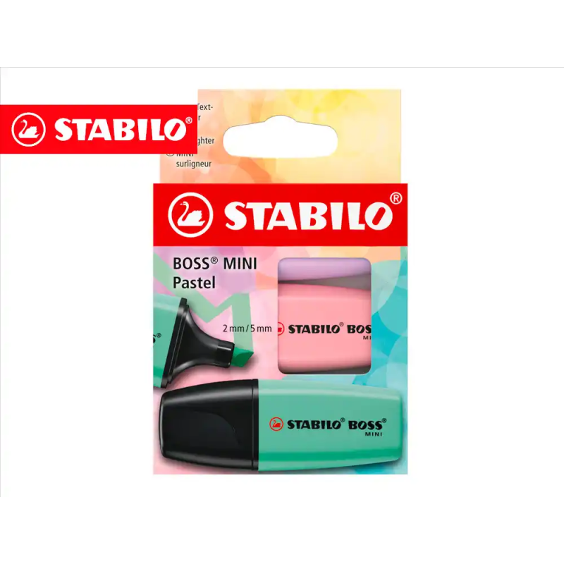 Rotulador stabilo boss fluorescente mini pastel estuche de 3 unidades colores surtidos