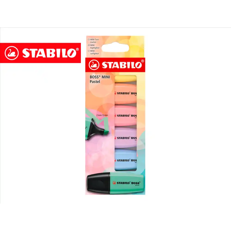 Rotulador stabilo boss fluorescente mini pastel estuche de 6 unidades colores surtidos