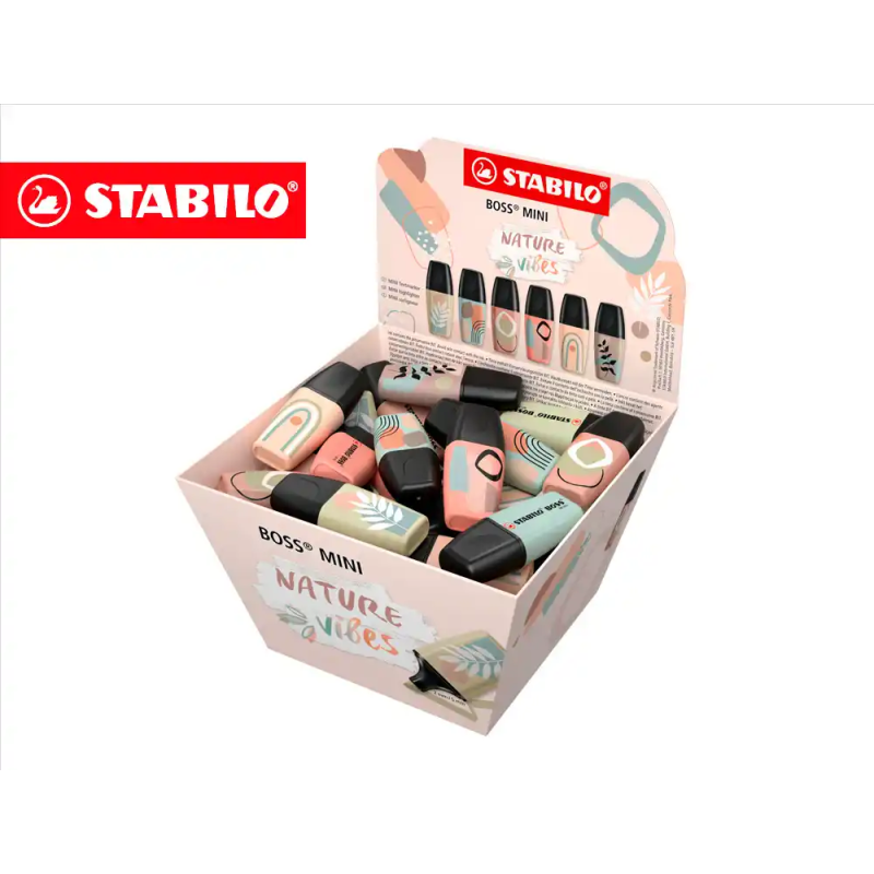 Rotulador stabilo boss fluorescente mini naturevibes expositor bombonera de 50 unidades colores surtidos