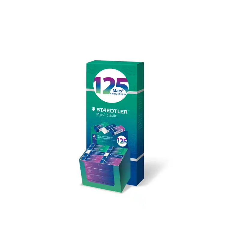 Goma de borrar staedtler mars plastic 125 aniversario 526/50 mars expositor de 80 gomas