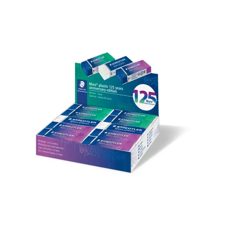 Goma de borrar staedtler mars plastic 125 aniversario 526/50 caja de 20 unidades
