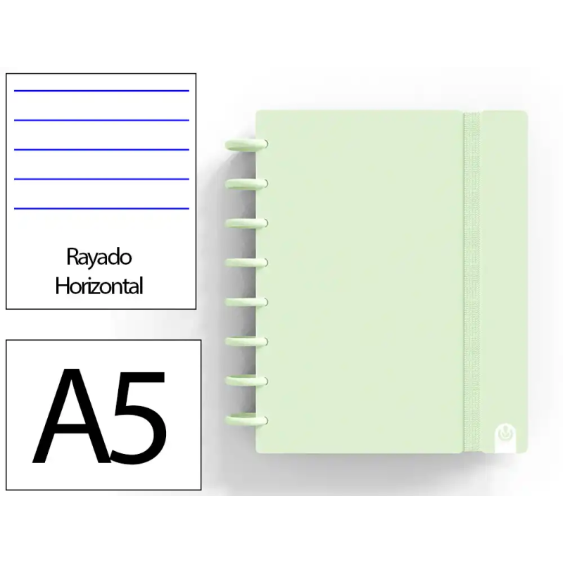Cuaderno ingeniox foam a5 80h rayado horizontal verde pastel