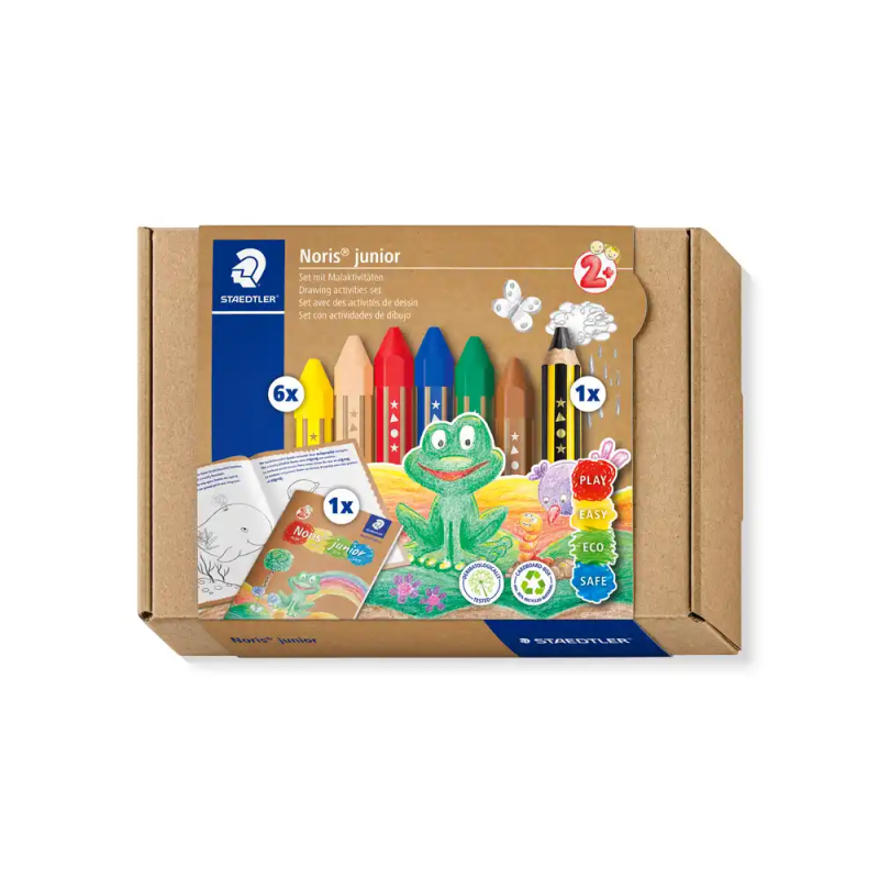 Set de dibujo staedtler noris junior mixto lapices de cera actividades infantiles 8 piezas