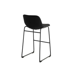 Taburete alto rocada con asiento y respaldo bajo tapizado tela ignifuga base metalica acero color negro