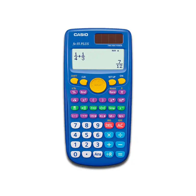 Calculadora casio fx-55 plus cientifica 240 funciones pantalla de cuatro lineas solar y pila