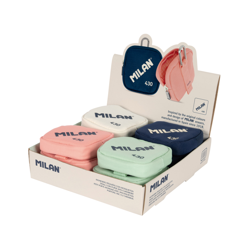 Monedero milan 430 since 1918 pequeño expositor de 12 unidades colores surtidos