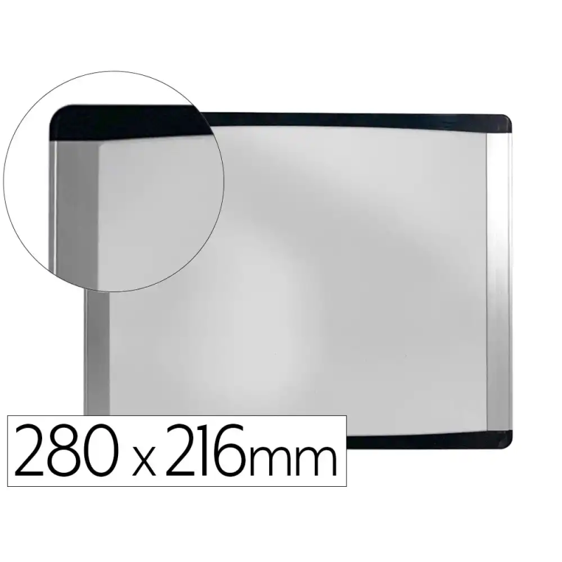 Pizarra blanca bi-office inka magnetica acero lacado marco de aluminio y laterales plastico negro 280x216 mm