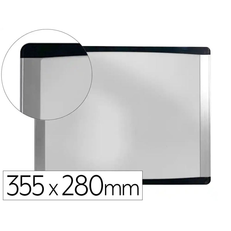 Pizarra blanca bi-office inka magnetica acero lacado marco de aluminio y laterales plastico negro 355x280 mm