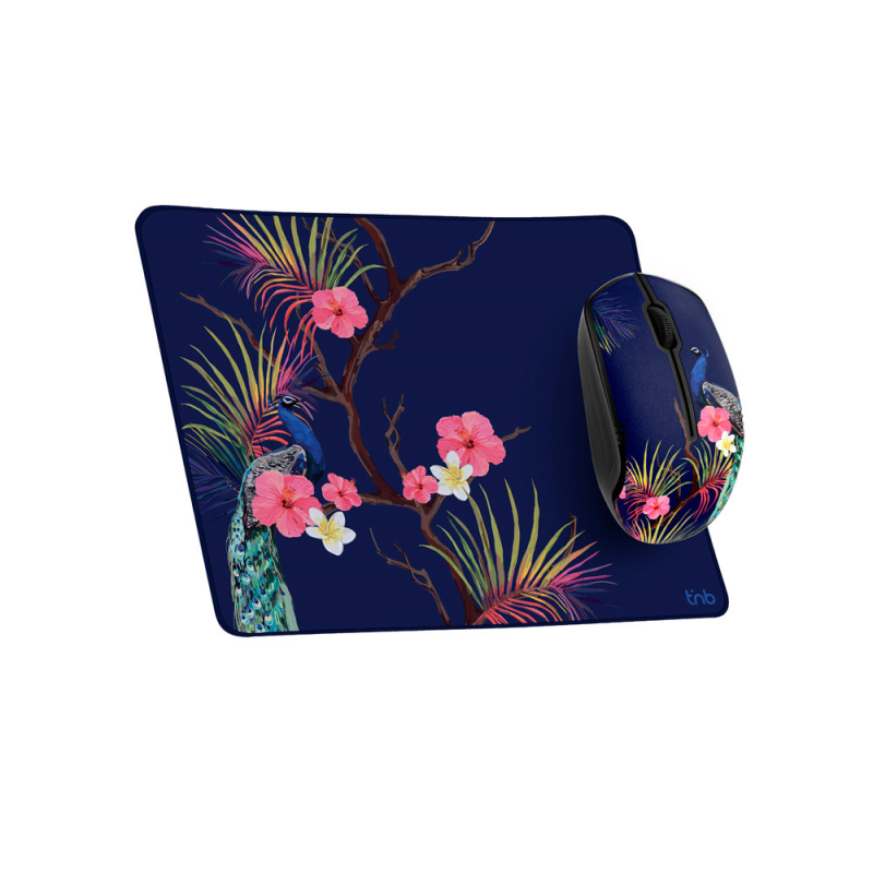 Alfombrilla de raton + raton inalambrico tnb tropic optico 1600 dpi