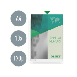 Funda multitaladro leitz con fuelle din a4 con refuerzo 170 mc cristal pack de 10 unidades