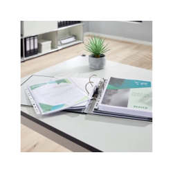 Funda multitaladro leitz con fuelle din a4 con refuerzo 170 mc cristal pack de 10 unidades