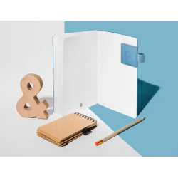 Portaboligrafo autoadhesivo antartik para cuaderno note con elastico hasta 15 mm grosor 1 mm azul claro 40x40