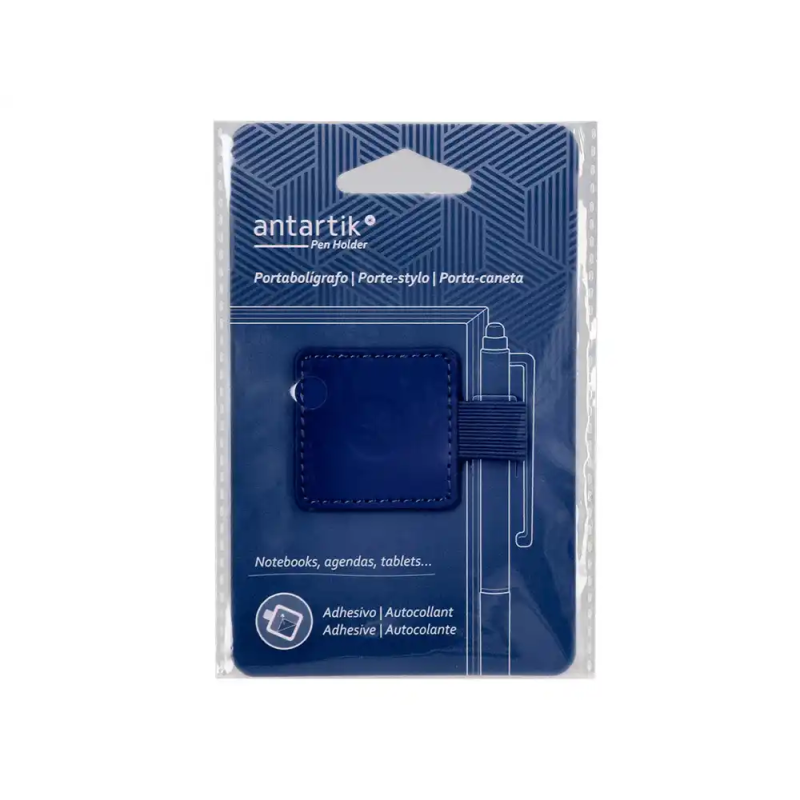 Portaboligrafo autoadhesivo antartik para cuaderno note con elastico hasta 15 mm grosor 1mm azul marino