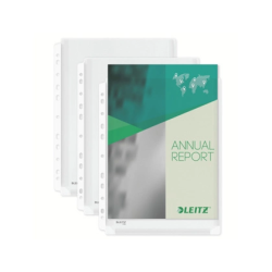 Funda multitaladro leitz con fuelle din a4 con refuerzo 170 mc cristal pack de 10 unidades