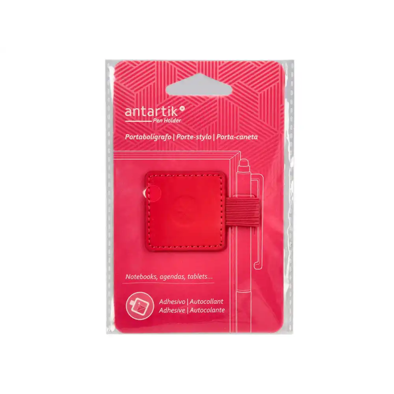 Portaboligrafo autoadhesivo antartik para cuaderno note con elastico hasta 15 mm grosor 1mm fucsia 40x40 mm