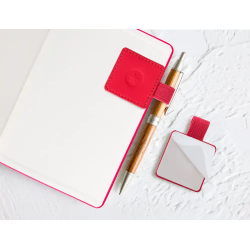 Portaboligrafo autoadhesivo antartik para cuaderno note con elastico hasta 15 mm grosor 1mm fucsia 40x40 mm