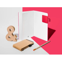 Portaboligrafo autoadhesivo antartik para cuaderno note con elastico hasta 15 mm grosor 1mm fucsia 40x40 mm