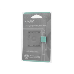 Portaboligrafo autoadhesivo antartik para cuaderno note con elastico hasta 15 mm grosor 1mm gris y turquesa