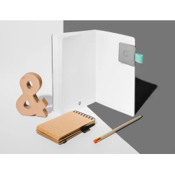 Portaboligrafo autoadhesivo antartik para cuaderno note con elastico hasta 15 mm grosor 1mm gris y turquesa