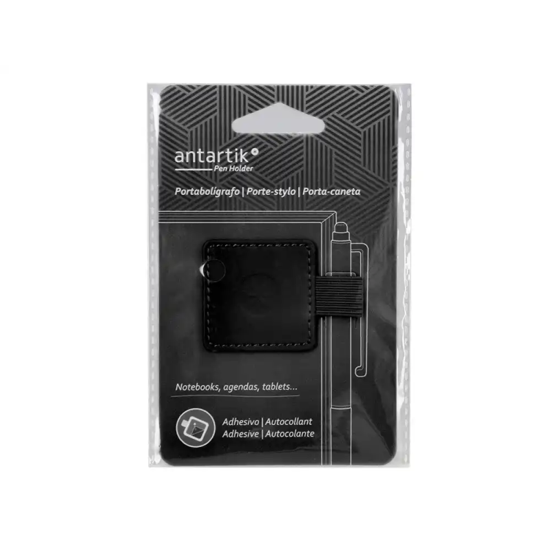 Portaboligrafo autoadhesivo antartik para cuaderno note con elastico hasta 15 mm grosor 1mm negro