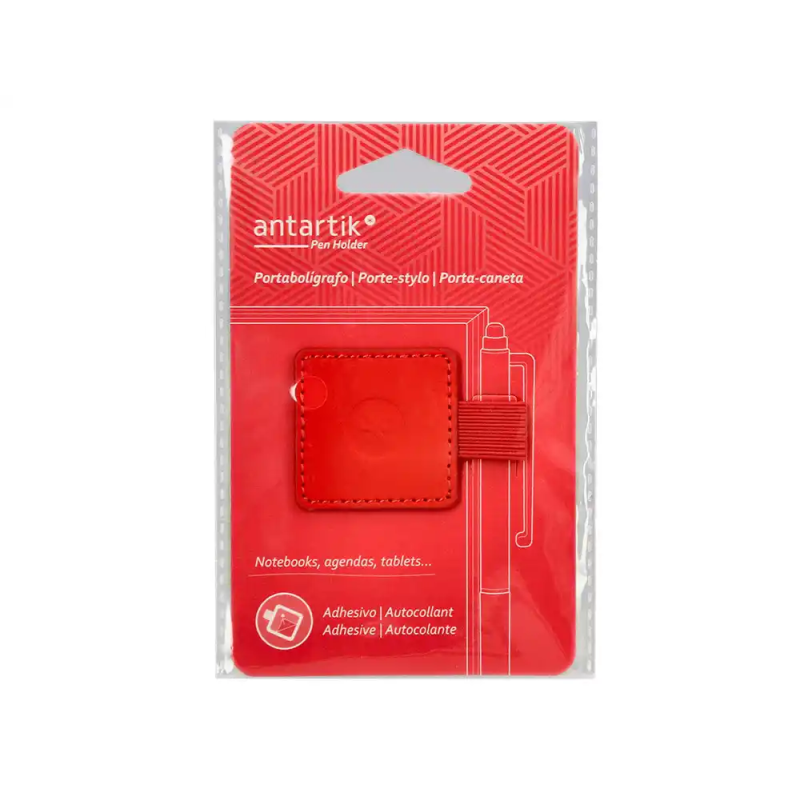 Portaboligrafo autoadhesivo antartik para cuaderno note con elastico hasta 15 mm grosor 1mm rojo 40x40 mm