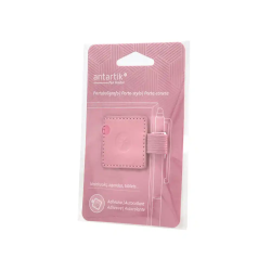 Portaboligrafo autoadhesivo antartik para cuaderno note con elastico hasta 15 mm grosor 1mm rosa 40x40 mm