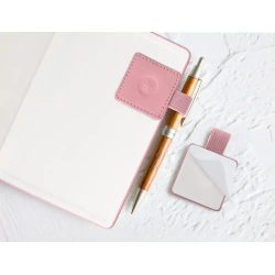 Portaboligrafo autoadhesivo antartik para cuaderno note con elastico hasta 15 mm grosor 1mm rosa 40x40 mm