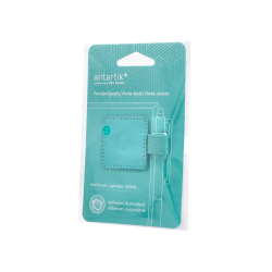 Portaboligrafo autoadhesivo antartik para cuaderno note con elastico hasta 15 mm grosor 1mm turquesa 40x40