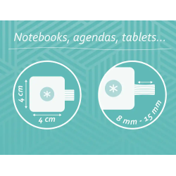 Portaboligrafo autoadhesivo antartik para cuaderno note con elastico hasta 15 mm grosor 1mm turquesa 40x40