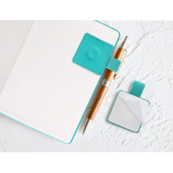 Portaboligrafo autoadhesivo antartik para cuaderno note con elastico hasta 15 mm grosor 1mm turquesa 40x40
