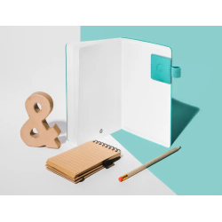 Portaboligrafo autoadhesivo antartik para cuaderno note con elastico hasta 15 mm grosor 1mm turquesa 40x40