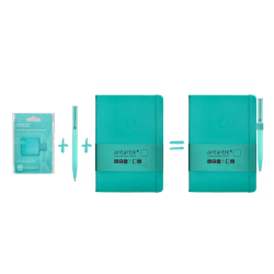 Portaboligrafo autoadhesivo antartik para cuaderno note con elastico hasta 15 mm grosor 1mm turquesa 40x40