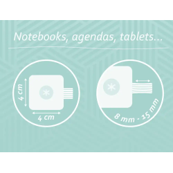 Portaboligrafo autoadhesivo antartik para cuaderno note con elastico hasta 15 mm grosor 1mm turquesa y rosa