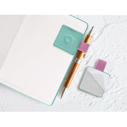 Portaboligrafo autoadhesivo antartik para cuaderno note con elastico hasta 15 mm grosor 1mm turquesa y rosa