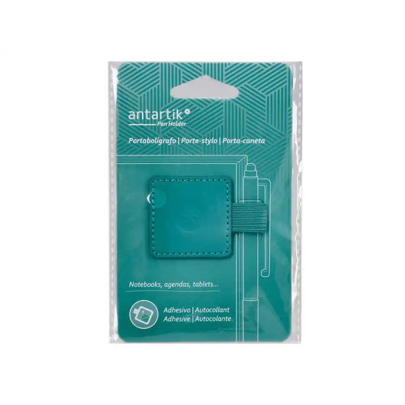 Portaboligrafo autoadhesivo antartik para cuaderno note con elastico hasta 15 mm grosor 1mm verde aguamarina