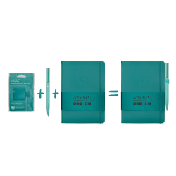 Portaboligrafo autoadhesivo antartik para cuaderno note con elastico hasta 15 mm grosor 1mm verde aguamarina