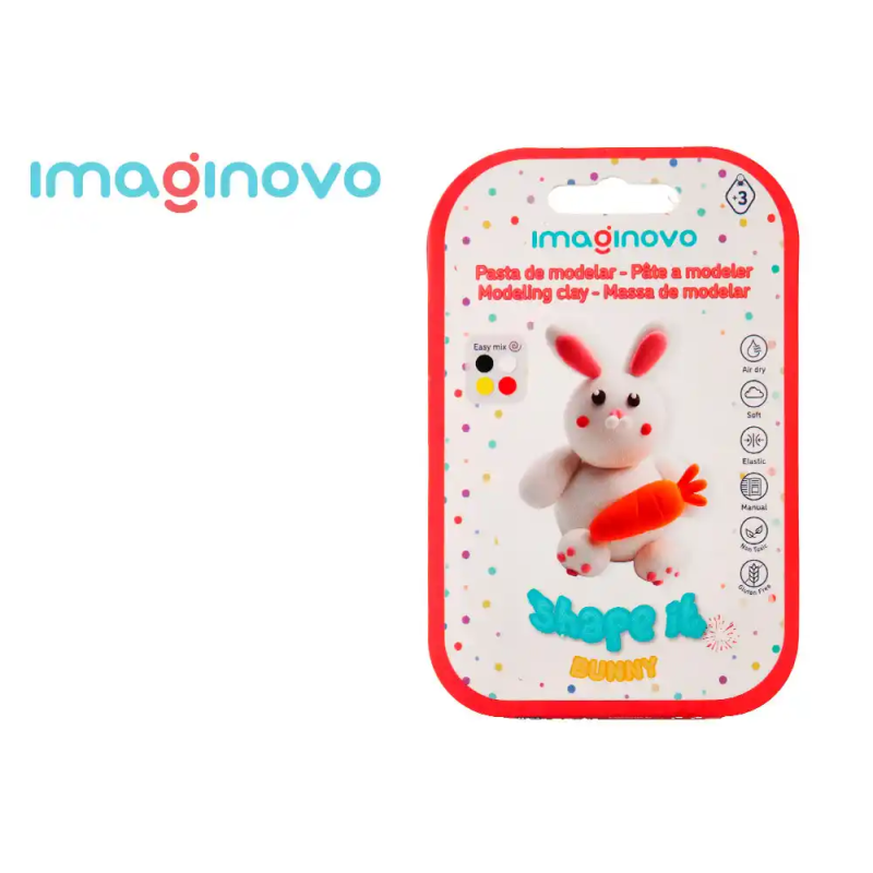 Pasta para modelar imaginovo de secado al aire set de colores surtidos con instrucciones conejito